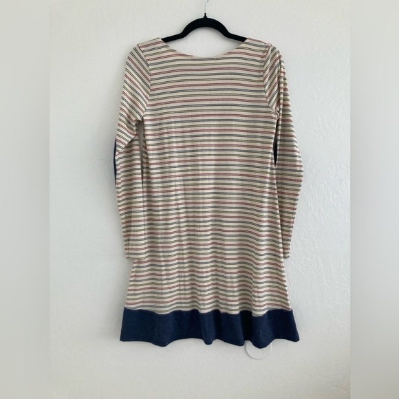 Anthropologie Puella Striped Swing Dress Long Sleeve Elbow Patch Multicolor M - Picture 9 of 13